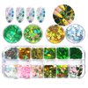 St. Patrick's Day Nail Art Glitters Green Clover Flakes Nail Sequins 3D Shamrocks Nail Art Glitter Design Holographic Leaf Sequin Nails Supplies Shine Lucky Nail Art Stickers Decorations DIY Crafts