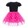 WonderBabe Toddler Girls Polka Dot Party Fancy Costume Birthday Tutu Dress Up Dance Leotard Gymnastic Cosplay Gown with 3D Ear Headband (Pink, 4-5 Years)