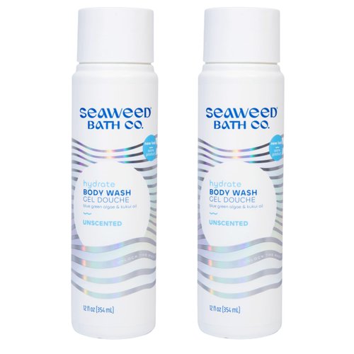 Seaweed Bath Co. Hydrate Body Wash, Unscented, 12 Ounce (Pack of 2), Fragrance Free Shower Gel for Men & Women, Vegan, Paraben Free, Sulfate Free, Cruelty Free