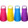 Yaomiao 4 Pieces Kids Apron with Pocket Children Adjustable Chef Apron for Cooking Baking Painting (Rose red, Yellow, Blue, Purple M for 7-13 Age)