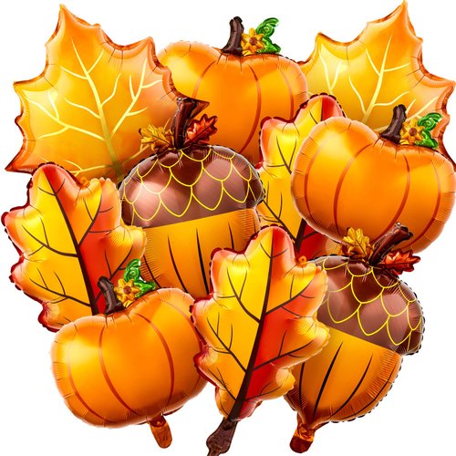 Lewtemi 24 Pack Fall Balloons Thanksgiving Balloons Pumpkin Balloons Maple Leaf Pine Cones Balloons Autumn Theme Party Decoration for Thanksgiving Party Supply Baby Shower Birthday Wedding Decor