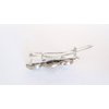 Generic Set of 2 small white stone gray crystal metal hair barrette clip for fine thin