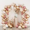 RUBFAC Blush Balloons Garland Arch Kit, Retro Pink Cream Gold White Balloons Confetti Latex Balloons for Girls Baby Shower Valentine's Day Garden Tea Party Bachelorette Birthday Wedding Decorations