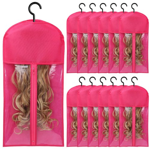 12PCS Wig Holder Wig Storage Wig Bags Storage with Hanger Hair Extension Holder Wig Holder for Multiple Hair Extension Storage Wig Hanger for Multiple Wigs Hair Extensions, Wigs & Accessories