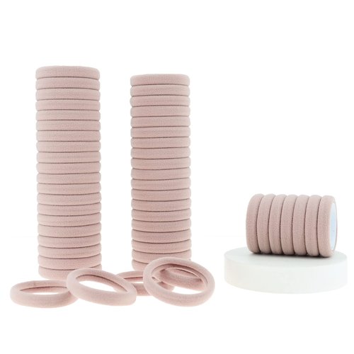 50 Pcs Thick Hair Ties Seamless Hair Bands Ponytail Holder Soft No Break Hair Bands for Women (nude color)