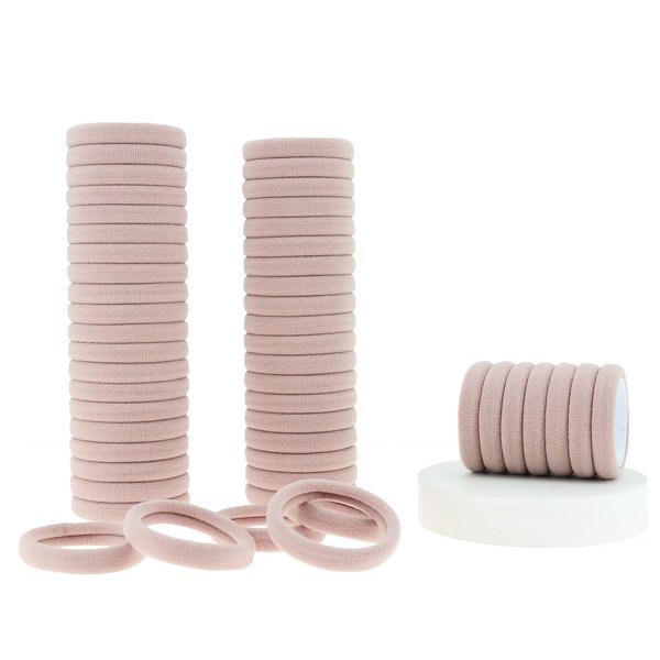 50 Pcs Thick Hair Ties Seamless Hair Bands Ponytail Holder Soft No Break Hair Bands for Women (nude color)