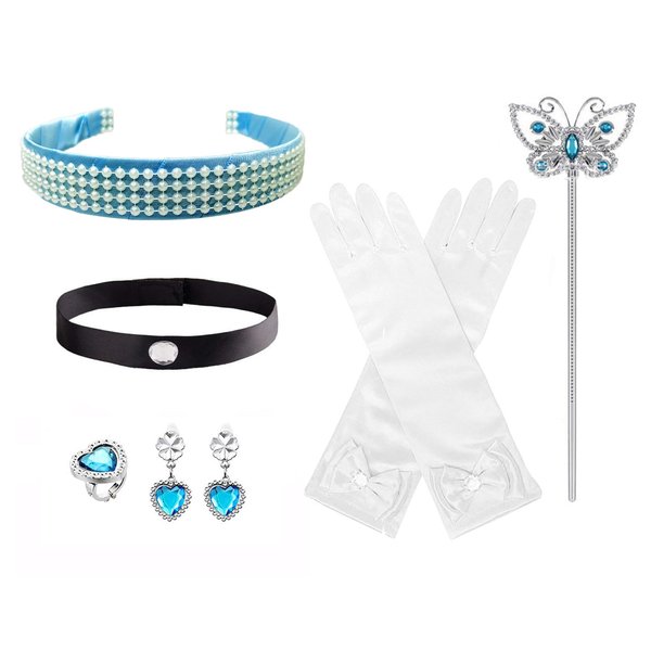 YoralCrea Mermaid Crown Necklace Bracelet Ring Earrings Set Mermaid Princess Jewelry for Girls Pretend Play Halloween Dress Up Mermaid Party Decoration (Cinderella 6pcs)
