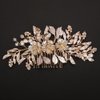 BERYUAN Wedding Bridal Rhinestone Pearls Hair Comb Silver Gold Flowers Leaves Wedding Hair Comb Bridal Hair Clips Flowers Wedding Hairpiece for Brides Bridesmaid (gold)