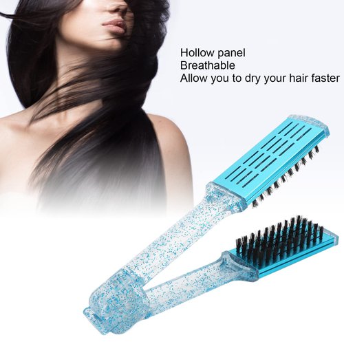 Double Sided Bristle Brush,Hair Brushes for Women,Exquisite Double Sided 9.4in Blue Boar Bristle Brush High Temperature Resistant,Straightening Comb for Smoothing,Straight Hair Styles