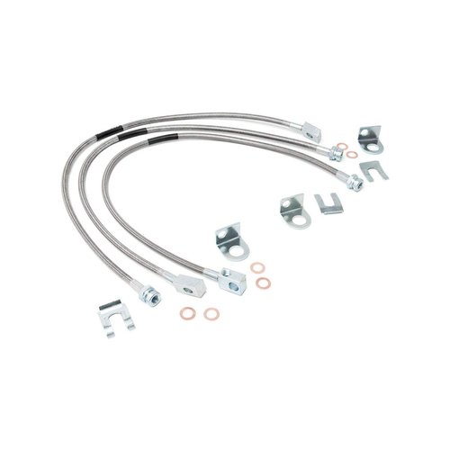 Rough Country Stainless Brake Lines for 1987-2006 Jeep Wrangler TJ/YJ/XJ - 89715, Front/Rear, Stainless