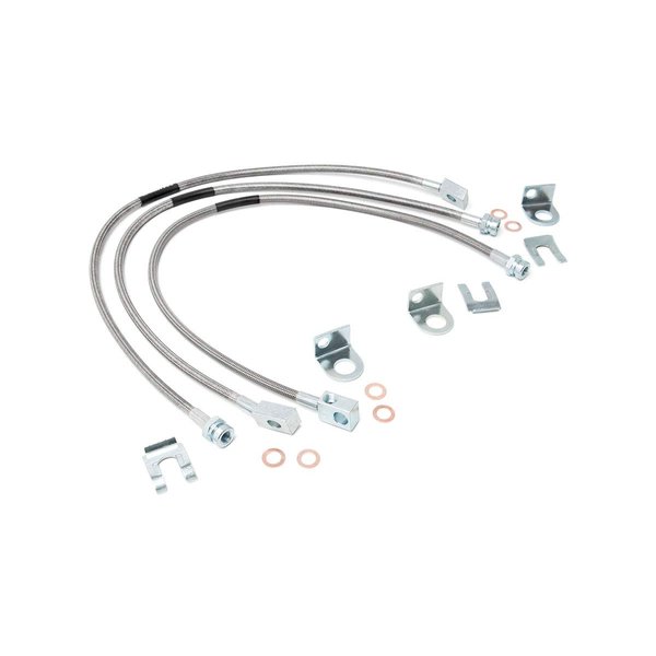 Rough Country Stainless Brake Lines for 1987-2006 Jeep Wrangler TJ/YJ/XJ - 89715, Front/Rear, Stainless