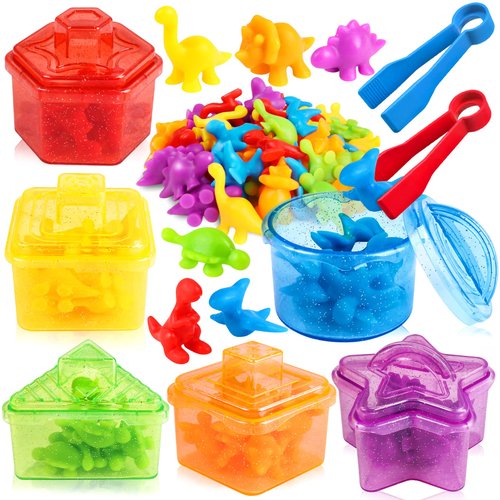 NAODONGLI Counting Color Sorting Toys with Matching Shape Boxes Sensory Montessori Educational Activities Learning Fine Motor Skills Birthday Easter Basket Stuffers Gift for Boys Girls Kids Ages 3+