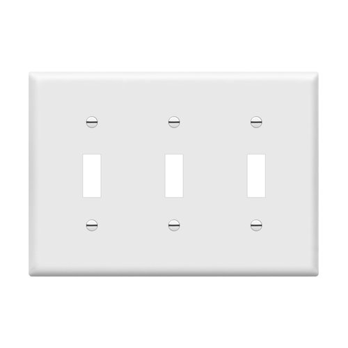 ENERLITES Triple Light Switch Wall Plate, Gloss Finish, Standard Size 3-Gang 4.50" x 6.38", Unbreakable Polycarbonate Thermoplastic, 8813-W, White
