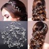 Salliy Wedding Hair Comb Silver Leaf Bridal Hair Piece Silver Rhinestone Hair Accessories for Women and Girls (E)