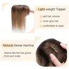 SEGO Hair Toppers for Women Real Human Hair With Bangs 7 * 13CM Silk Base 100% Remy Human Hair Clip in Top Wiglet Hair Pieces for Thinning Hair /12 Inch Medium Brown to Dark Blonde