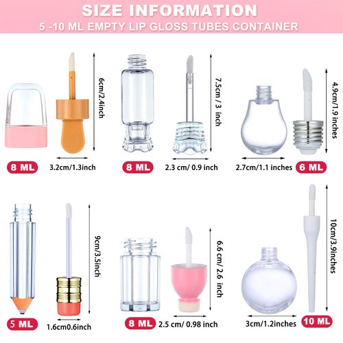 Maitys 24 Pieces Novelty Empty Lip Gloss Tubes, Ice Cream and Funny Light Bulb Shaped Lip Balm Tube, Creative Lollipop Shape, Bottle and Candy Shaped Lip Glaze Tube, Pencil Lip Oil Bottles, 6 Styles