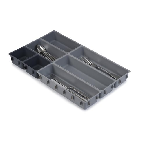 Joseph Joseph Blox 7 Piece Plastic Storage Trays Cosmetics, Stationary, Utensils Drawer Organizer Grey
