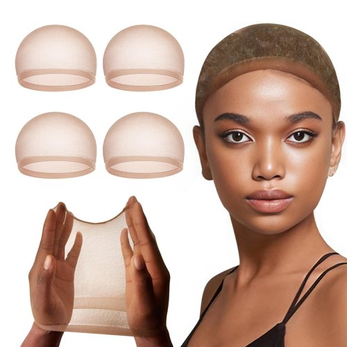 Lashey Invisible HD Wig Cap 4 Pieces Dark Brown Ultra-thin Wig Caps for Women Stretchy Breathable Brown Wig Caps for Lace Front Wigs