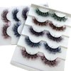 HBZGTLAD 25mm mix Colored 3D Mink Lashes Russian D Curl Lash Strips,Faux Mink Lashes 5 Pairs Pack (B-5pairs)