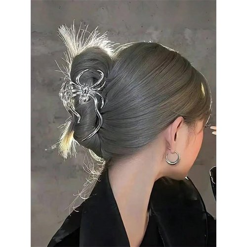 Halloween Hair Claw Clips Hair Claw for Women 1Pcs Spider Hair Claw Clips for Thick Hair Silver Hair Clips Hair Clips Metal Hair Clips Silver Spider Designs Halloween Clips Cute Hair Clips Accessories