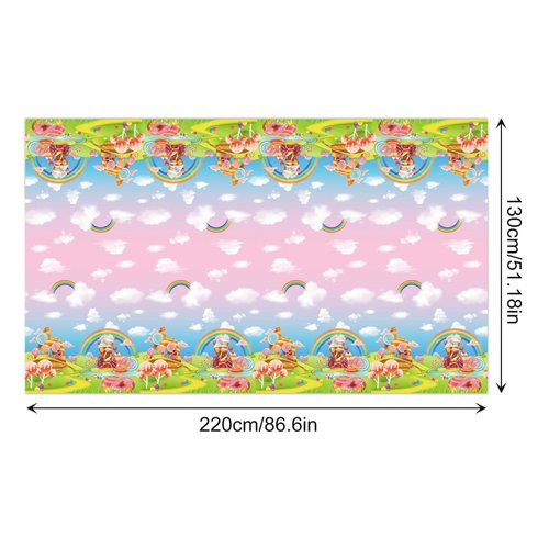 ANFGANC 3 Pack Candyland Birthday Tablecloths Ice Cream Rainbow Cloud Table Covers Sweet Candy Party Table Decorations for Girls Boys Rectangle Plastic Baby Shower Table Supplies,51 x 86In
