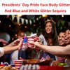 Go Ho Red White and Blue Body Glitter Set,4th of July Outfits for Women Reflective Glitter Makeup,Face Glitter Gel,Holographic Long Lasting Chunky Sequins Glitters,4th of July Accessories