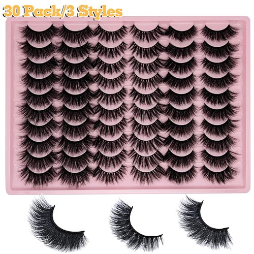 loladook False Eyelashes Bulk Wispy Strip Lashes Natural Look 3D Cat Eye Lashes Pack 18mm Long Volume C Curl Faux Mink Lashes Multipack (3 Styles)