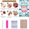 24Pcs Pink Flower Press on Nails Short Square White French Tips Fake Nail with White Flower Designs Acrylic False Nails Full Cover Glossy Glue on Nails for Women Girls DIY Manicure Decoration