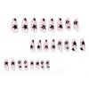 Maigitur Black Star Press on Nails Medium Almond Fake Nails with Design Rhinestone Stick on Nails Acrylic Nails Star False Nails Glossy Natural Nude Glue on Nails for Women Girls Manicure 24Pcs