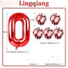 10th Birthday Balloons for Girls Boys, 40 Inch Giant Red Foil Number 10 Balloons with Red Confetti Balloons Kit, Digit 10 Helium Balloons for Men Women 1st 10th Anniversary Party Decorations Supplies