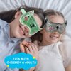 CONBELLA Kids Ice Packs 2 Packs Cooling Eye Mask with Soft Plush Backing for Children Boo Boos Sinus Headache Fever Patch for Kids (Green+Grey)