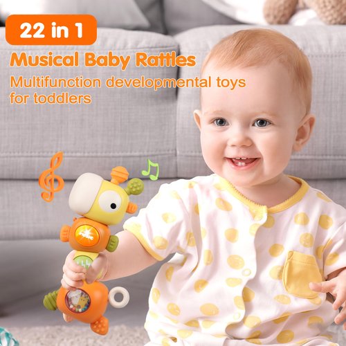 Baby Teething Toys - Baby Teethers Newborn Infant Sensory Chew Toys - Montessori Developmental Teething Toy for Babies 3-6-9-12-18 Months Girl Boy Gifts - Giraffe Toddler Travel for 1 2 3 One Year Old