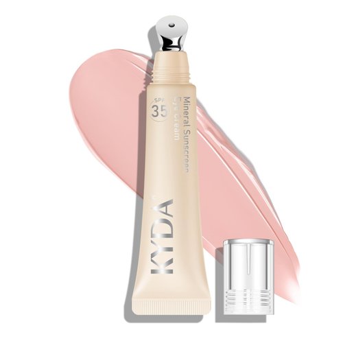 KYDA Mineral Sunscreen Eye Cream SPF 35, 3-in-1 Anti-Aging Tinted Eye Cream,Under Eye Full Coverage Concealer, Color Corrector for Dark Circles and Fine Lines, Pink