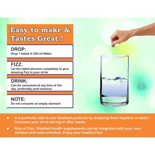 VitaHunt Vitamin C 1000 mg with Zinc- Antioxidants - Immune Support - 20 Effervescent Tablets - Orange Flavour