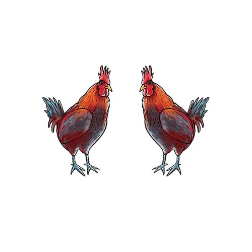SanerLian Cock Chicken Rooster Temporary Tattoo Sticker Red Waterproof Teens Girls Boys Kids Party Favor Makeup Set of 5 (SF4721)