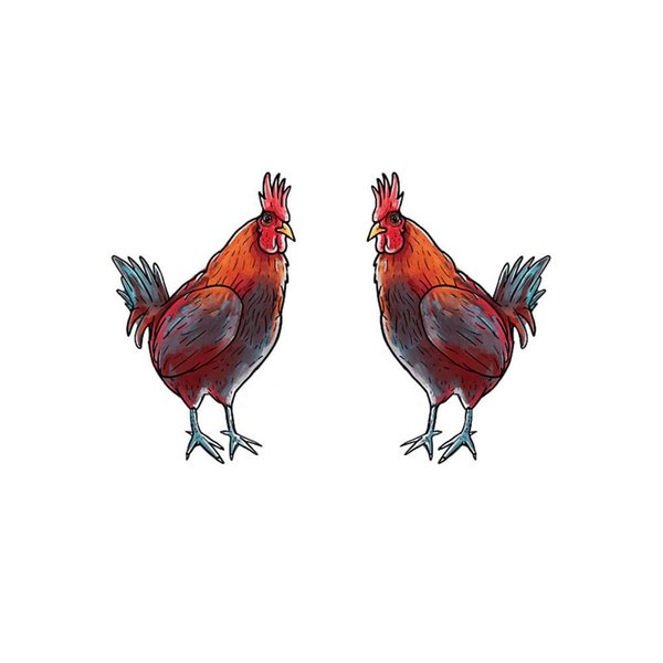SanerLian Cock Chicken Rooster Temporary Tattoo Sticker Red Waterproof Teens Girls Boys Kids Party Favor Makeup Set of 5 (SF4721)