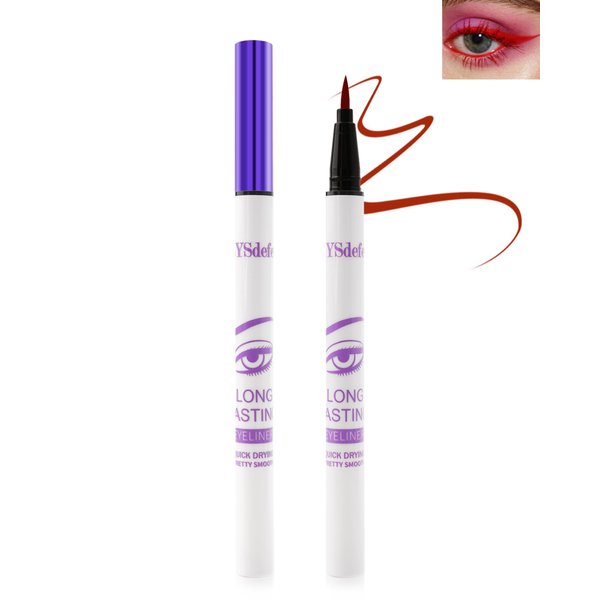 Liquid Eyeliner Pencil-Waterproof Long Lasting Red Matte Eye Liner Pen,Quick-drying High-pigmented Colored Eyeliner,Ultra-Fine Tip Eye Liner,Thanksgiving Colorful Eye Makeup Gift for Women-07 Red
