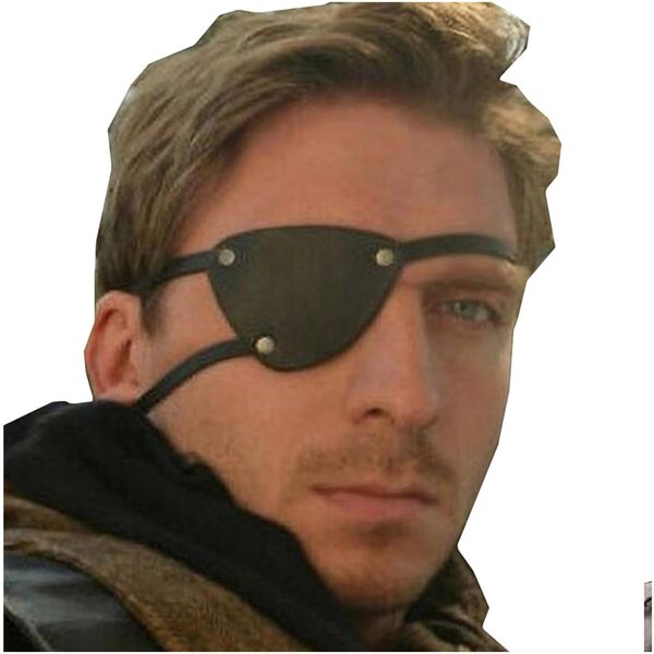 LKYLVEE Retro Single Eye Patch - Black Eye Patches - PU Leather Pirate Eye Patch Cover - Adjustable Medieval Steampunk Blindfold for Adults Role Play Costume Accessories, (Right)
