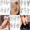 Cerlaza 75 Styles Tiny Black Flower Branch Temporary Tattoos For Women, 16 Sheets Realistic Wild Flower Floral Small Fake Tattoo, Wild Plant Tattoo Stickers for Adults Women Hands Legs Body Sticker