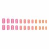 MISUD Square Press on Nails Medium Fake Nails Glossy Glue on Nails Bright Pink Orange Ombre Chrome Acrylic Nails Pearl Flash Artificial Nails Squoval Aurora False Nails with Design 24 pcs