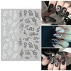 5 Sheets Black Snake Nail Art Stickers White Black Flower Big Snake Nail Decals Red Love Heart Nail Art Supplies Butterfly Star Moon Leaf Nail Art Design Decoration Accessories for Women Manicure
