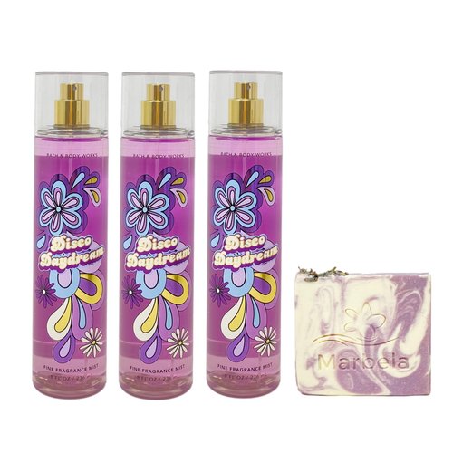 Bath & Body Works Disco Daydream 3 Pack Fine Fragrance Mist Bundle with a Lavender Dream Bar Soap - Full Size
