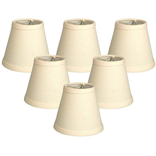 Royal Designs, Inc. Hardback Empire Chandelier Basic Lamp Shade, Linen Eggshell, 3" x 5" x 4.5" Set of 6