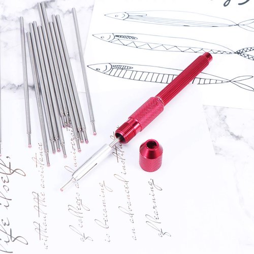 Exceart 20Pcs Tattoo Pen Holder For Skin Marking Pen Skin Surfer Stencil Pen Holder (Red Pen Holder Purple Pen Refill)