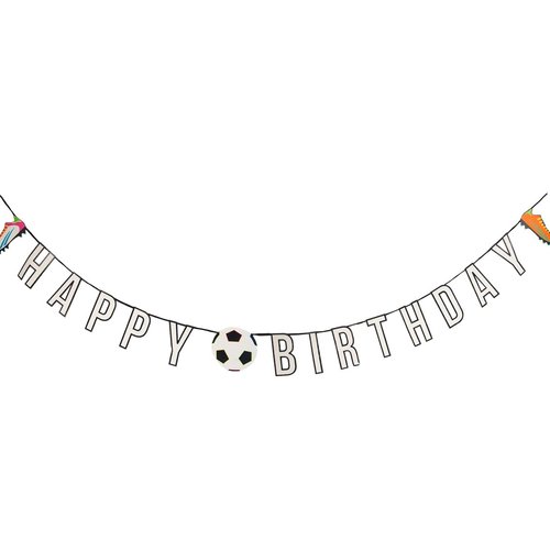 Reusable Soccer Party Decorations, Happy Birthday Buntin for Adults, Boys, Girls, Eco-Friendly Football Paper Banner