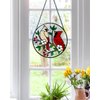 Tuitessine Cardinal Stained Glass Suncatcher Red Bird Sun Catcher Cardinal Glass Wall Window Hanging Ornament Hand-Painted Glass Panel Decor Christmas Birthday Gift for Grandma Birds Lover 6.3×6.3”