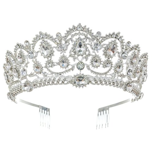 Samky Bride's Bridal Headpiece Rhinestone Wedding Tiara Crown Crystal Hair Accessories for Woman