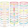 Guiqulai 48 Pcs Kids Friendship Bracelet Set,Colorful Adjustable Beaded Bracelets,Cute Stretch Preppy Bracelets,Stackable Clay Surfer Bracelets Set,Pretend Play Beaded Bracelets for Girls Women