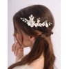 Teyglen Floral Flower Bride Wedding Hair Comb Rose Gold Leaf Headpiece with Flower Bridal Side Comb Hair Accessories for Women Wedding Hair Piece (Rose gold)