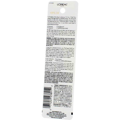 L'Oreal Paris Infallible The Super Slim Liquid Eyeliner, Black [400] 0.034 oz (Pack of 3)